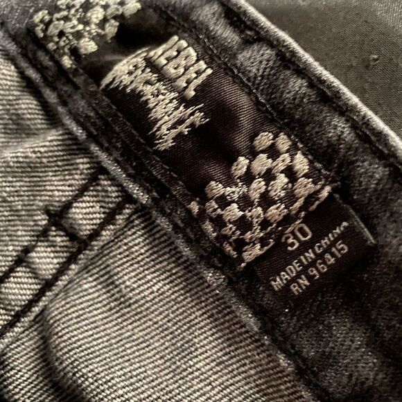 Rebel Vengeance sz 30 Distressed, Thrashed Black Jeans, Men's, Grunge UB1-14 - Picture 9 of 13